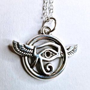 Winged Eye of Horus Silver 925 Necklace